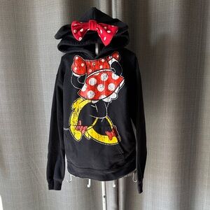 Minnie Mouse Black Hoodie with Red Polka Dot Bow